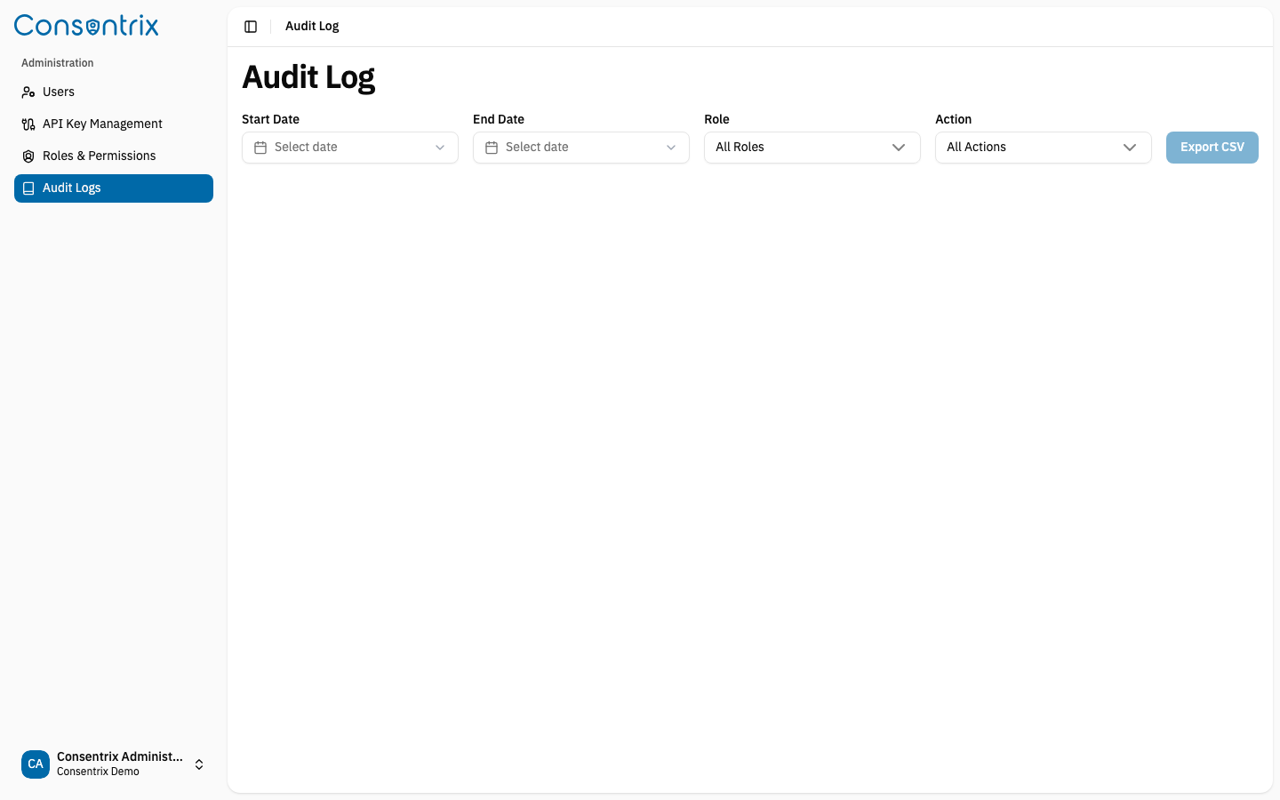 Audit Log Page