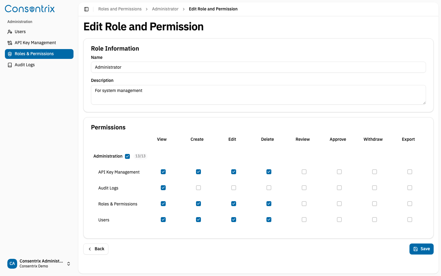 Edit Role Page