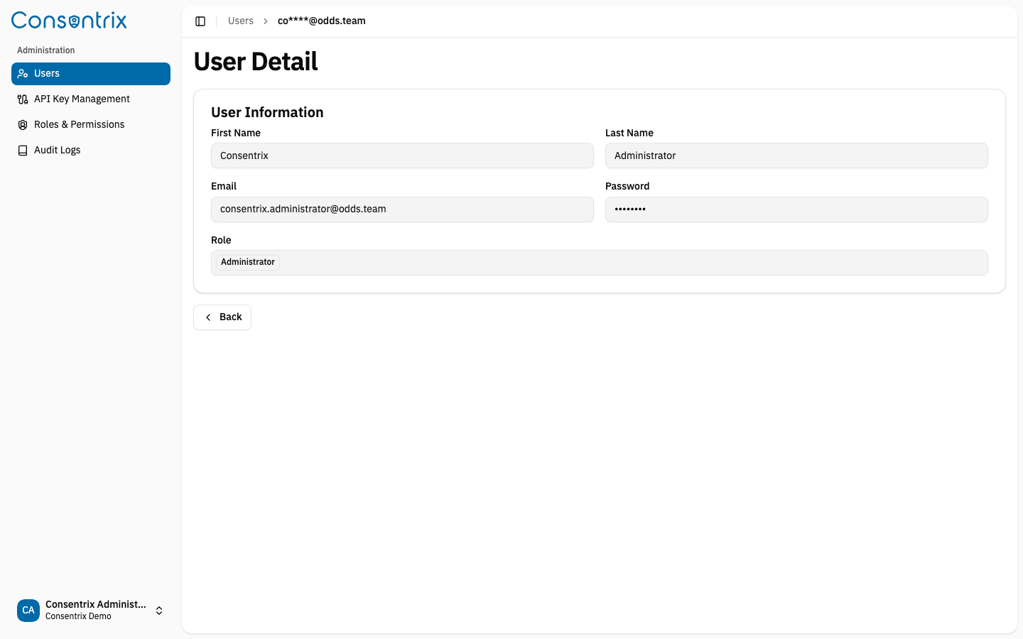 User Detail Page
