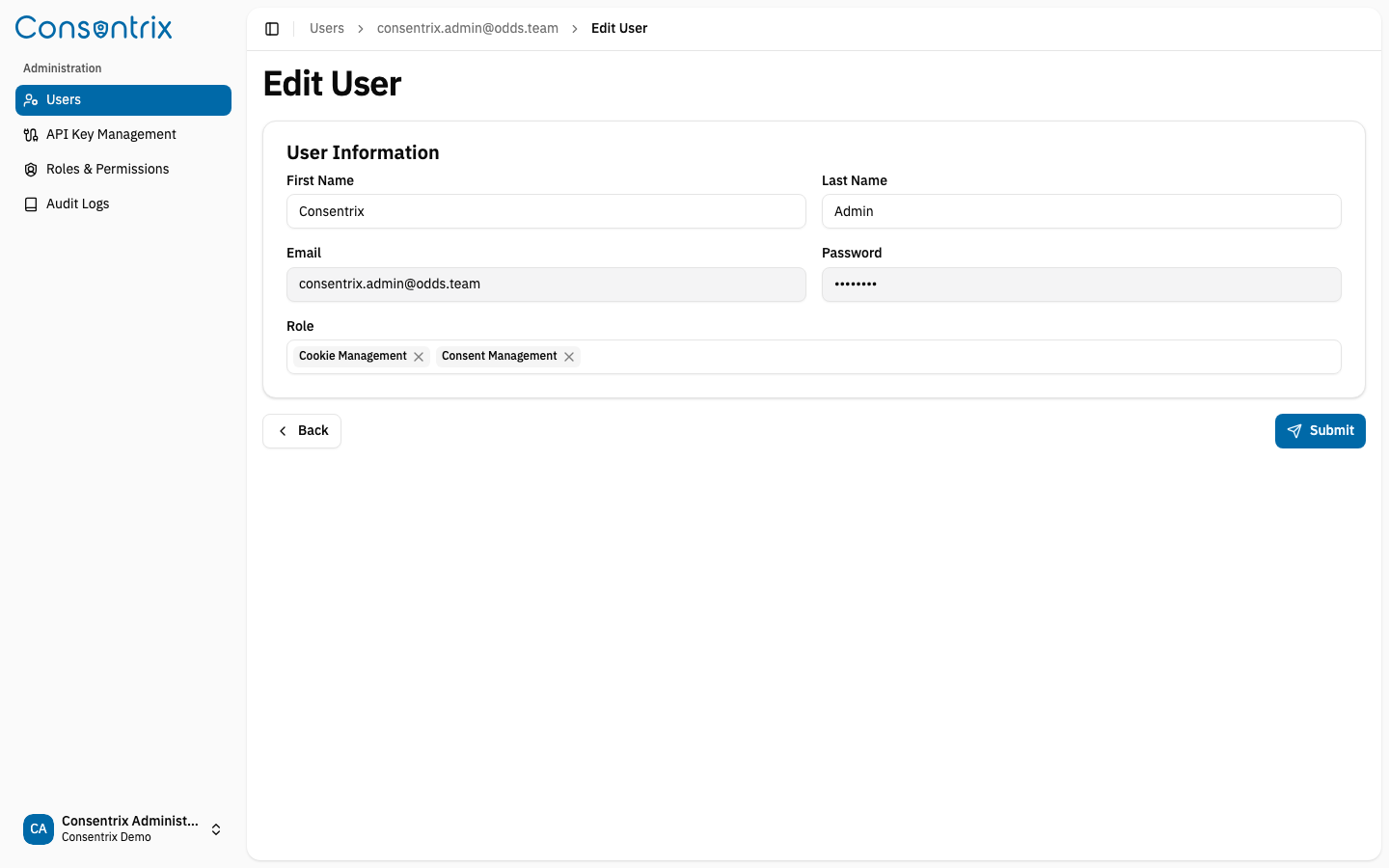 Edit User Page