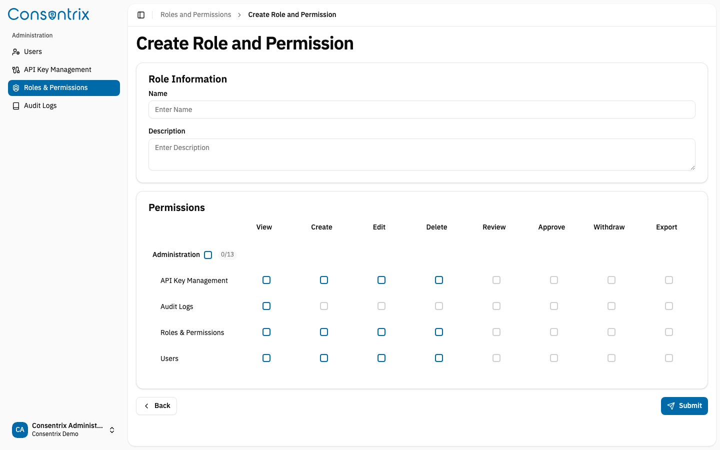 Create Role Page
