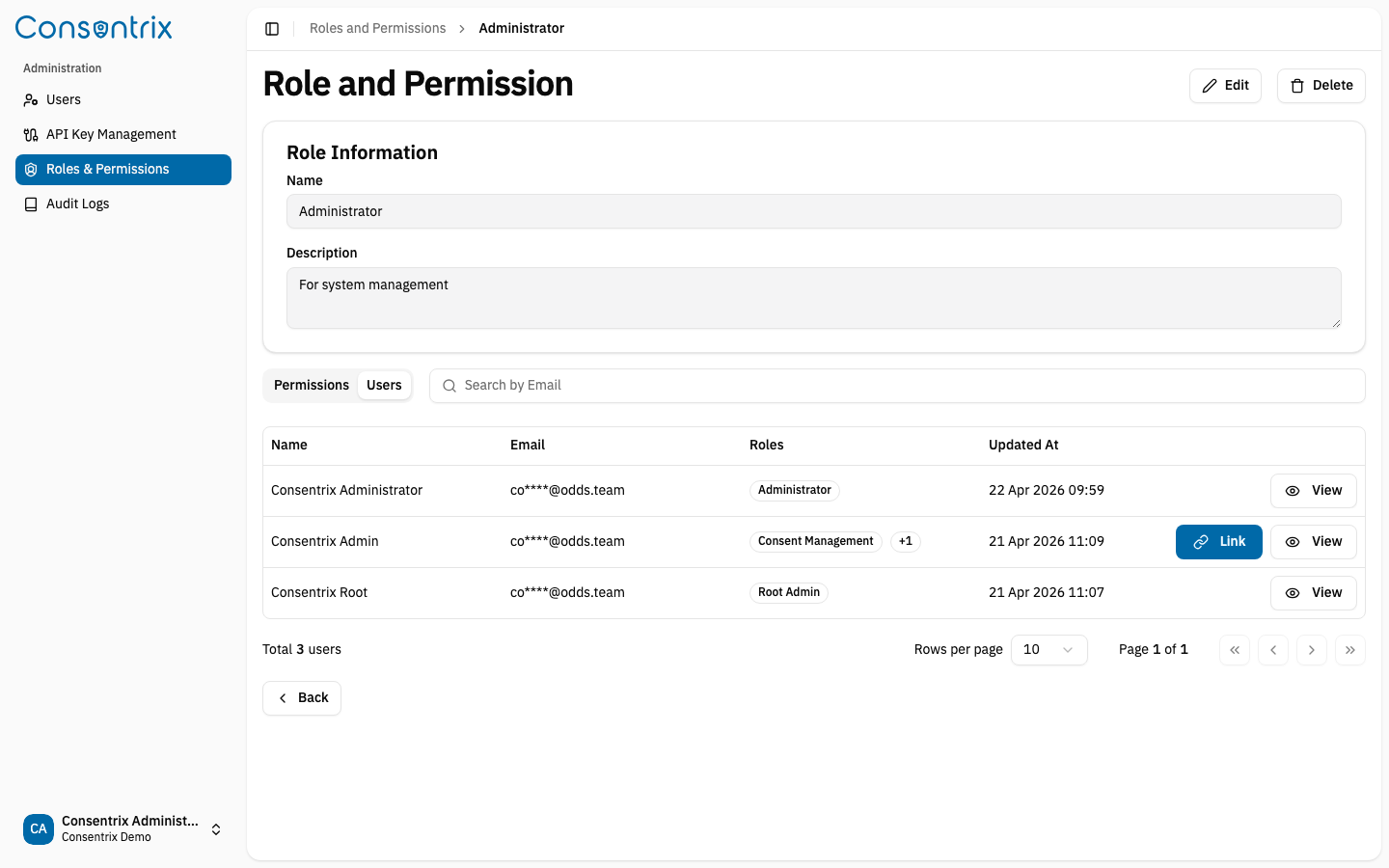 Role Detail - Users Tab