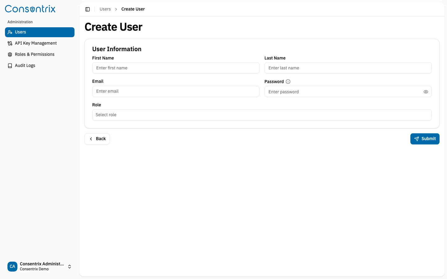 Create User Page